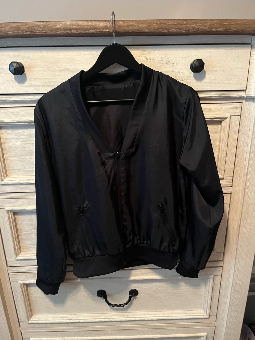 Victoria's Secret Black Satin Bomber Jacket